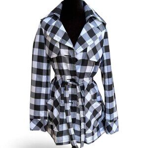 Vero Moda Checkered Lightweight Trench Coat Women’s M Belted Jacket Spring Fall